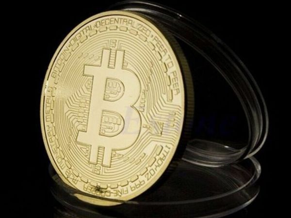 Bitcoin Souvenir Gold Plated Iron BTC Coin Virtual