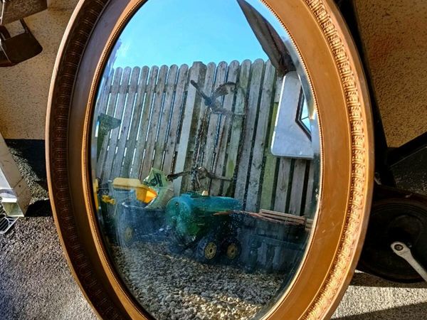 Large Antique Oval Beveled Mirror