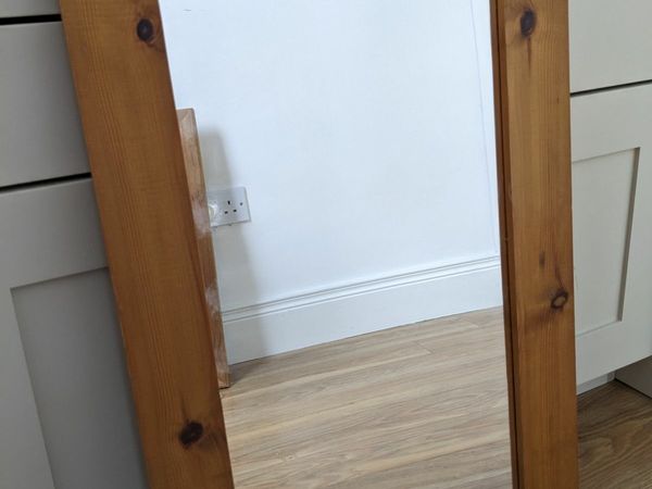 Rectangular mirror with wooden frame