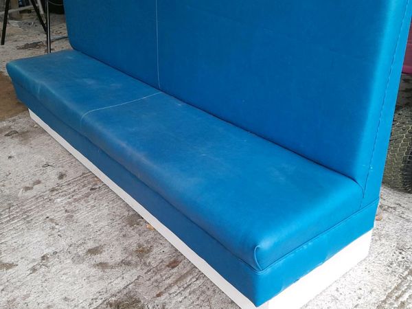 Blue leather high back seat