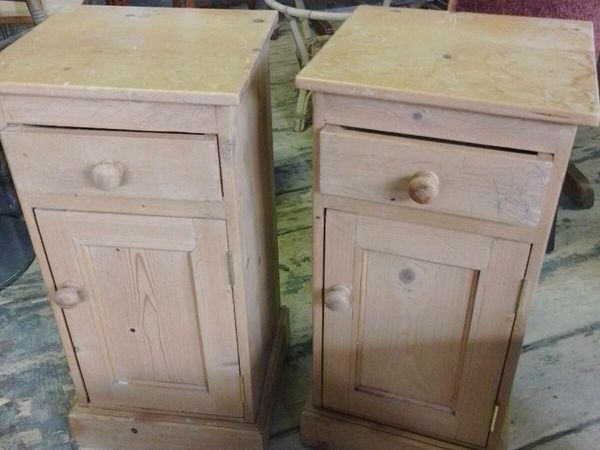 Pair of tall Solid Pine Bedside Lockers