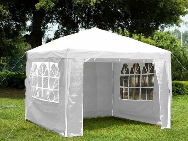 Waterproof 3x3m Gazebo Party Tent with 4 sides whi