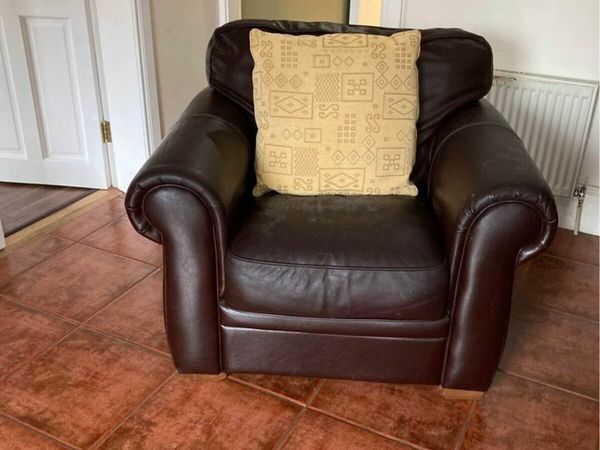 Large Brown Leather Armchair