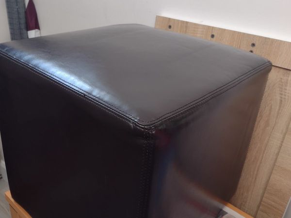 Dark brown leather footstool/ stool