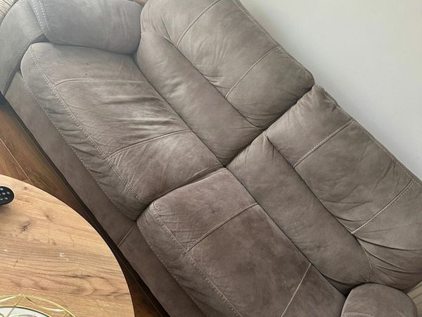 3pce Suede 2 Seater and 2 x Single Armchairs