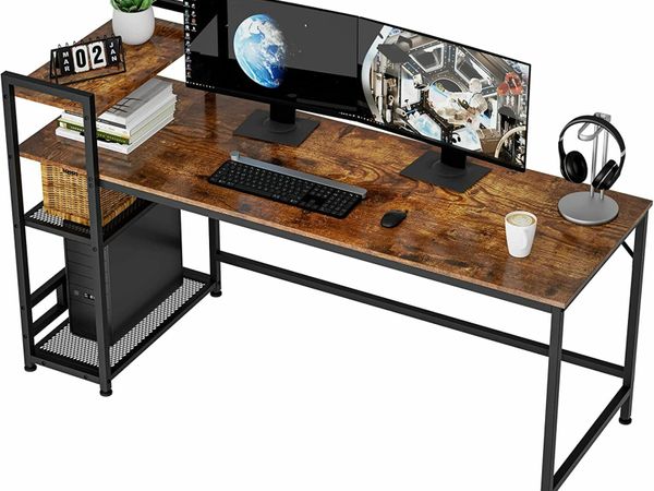 Desk, Computer Desk with Bookshelf, Study Computer