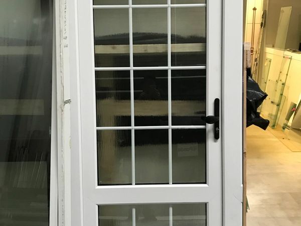 White pvc double glazed georgian door