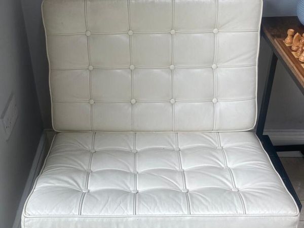 2 X white leather Barcelona chairs