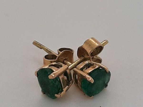 14ct gold emerald earings 14k