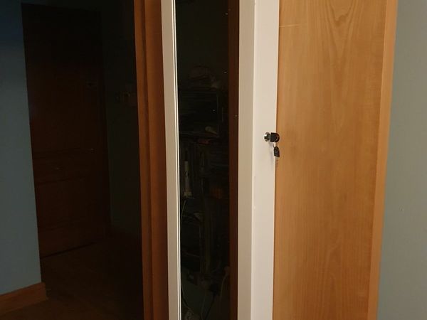 Full length mirror with locking jewellry cabinet