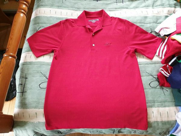 Greg Norman Mens Short Sleeve Red Polo Golf Shirt
