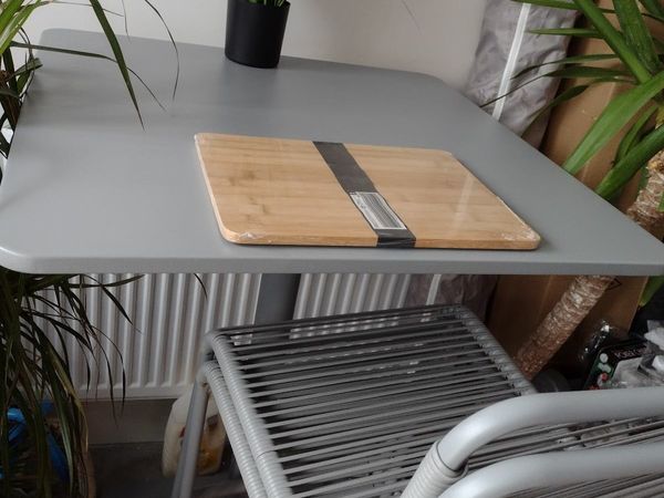 New grey steel bar table indoor/outdoor