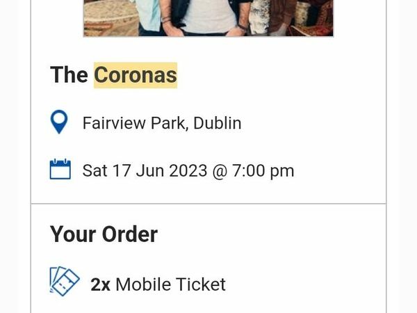 Coronas Tickets - Fairview Park