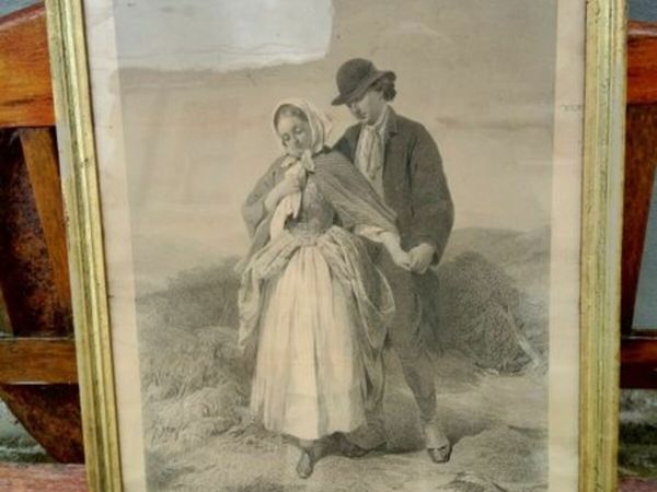 Antique engraving " The Proposal"