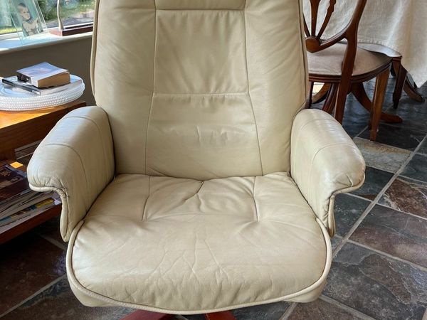 recliner cream leather chair