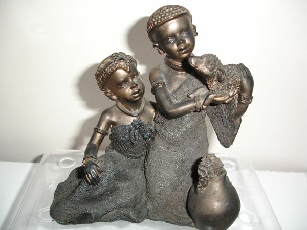 Two Masai Children Figurines