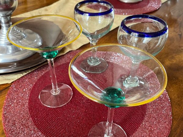 Martini and large wine glasses