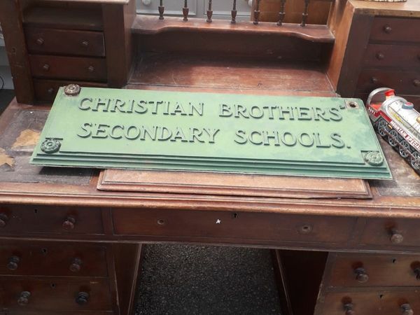 Vintage Antique Brass Christian Brothers Sign