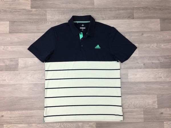 Adidas Golf Striped Polo Shirt Mens Large