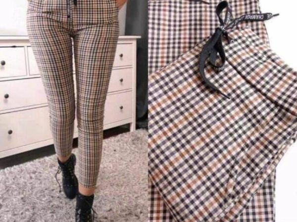 Beige checkered trousers