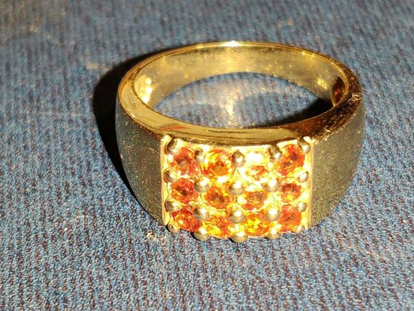 ORANGE SAPPHIRE'S, 9CT Gold Unisex New Ring !
