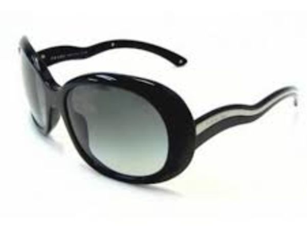 Prada Black Ladies Sunglasses Silver Wave Design