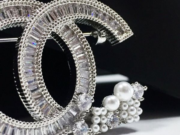 Chanel Crystal or Pearl Encrusted CC Logo Brooches