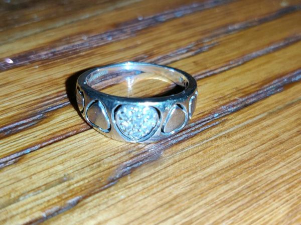 DIAMOND HEART, 9CT White Gold Unisex New Ring !