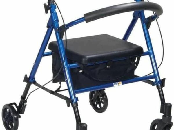 Lightweight Foldable Rollator with Tray and Basket