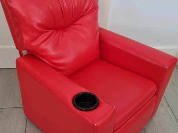 Kids Faux Red Leather Recliner Chair