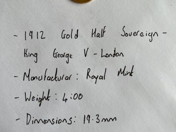 1912 Gold Half Sovereign