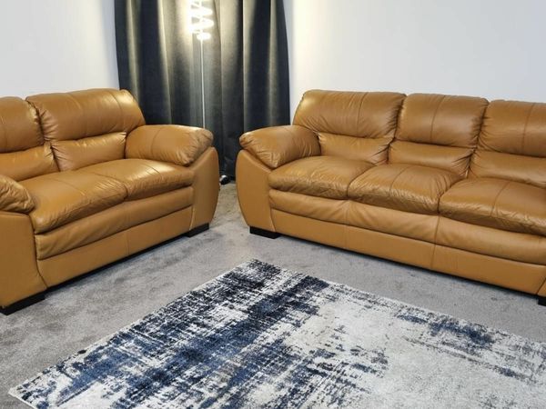 Genuine Leather Mustard 3+2 suite