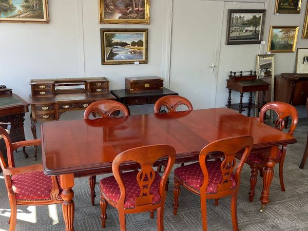 cherrywood extendable dining table, 6 chairs