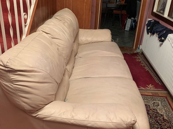 Cream Leather Sofa 3 Seater