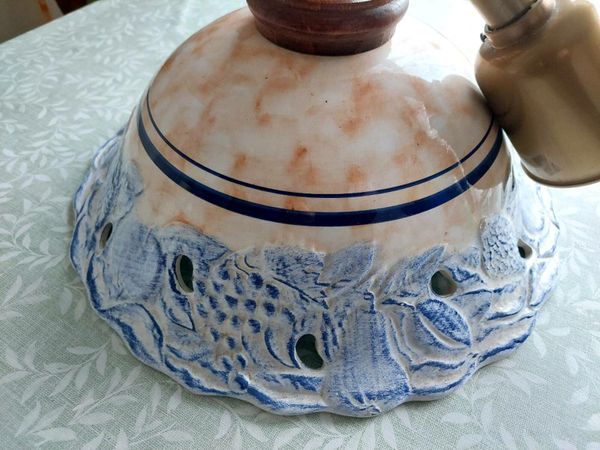 Large blue and white pottery ceiling light