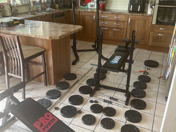 HUGE GYM BUNDLE, POWER TOWER, BENCH, WEIGHTS ETC