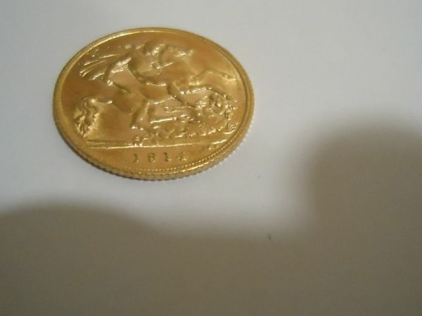 1914 half gold sovereign coin