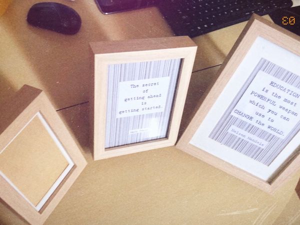 Three handmade wooden picture frames