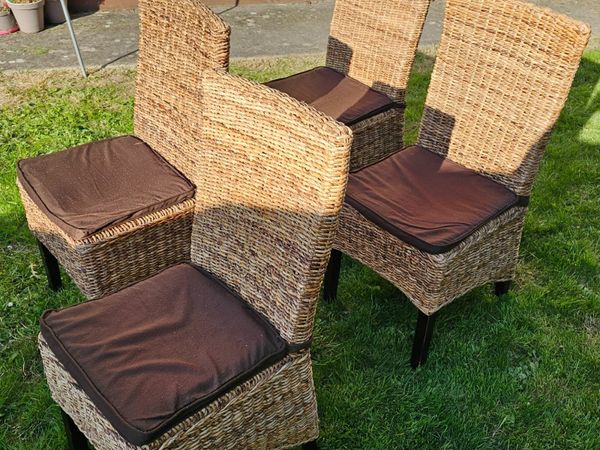 Set of four Rattan/Wicker Mahogany Dining Chairs