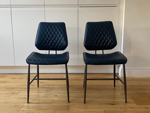 6 NAVY  LEATHER CHAIRS