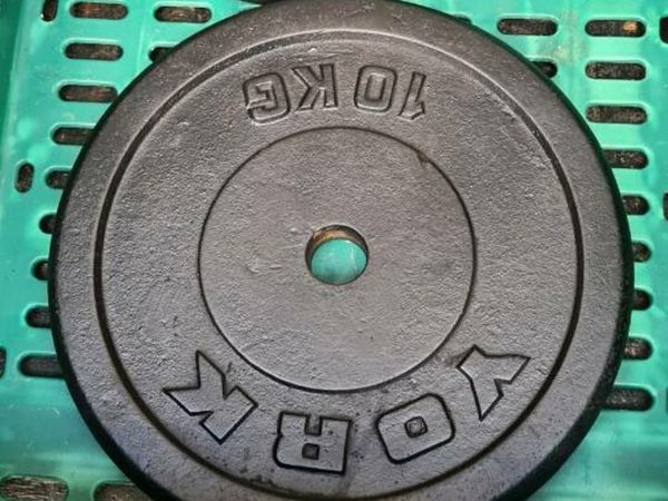 York 2x10 kilo cast iron weight plates