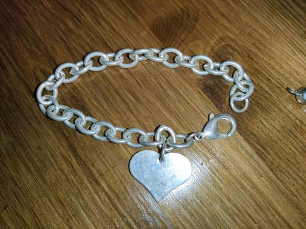 CHUNKY HEART , 925 Silver Unisex Bracelet , New !