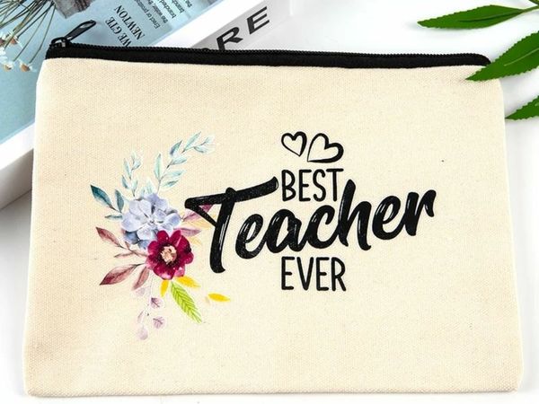 Best Teacher Ever Makeup Bag Pencil Pouch