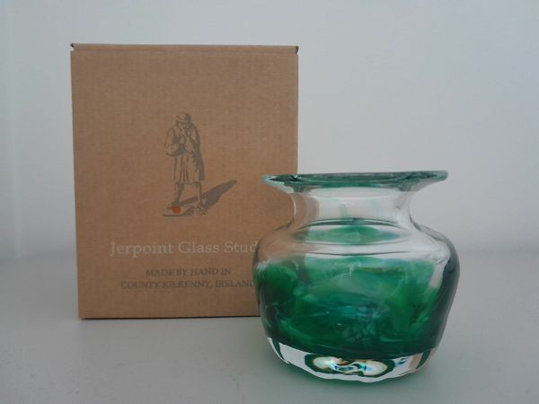 Jerpoint Glass Studio Green Vase
