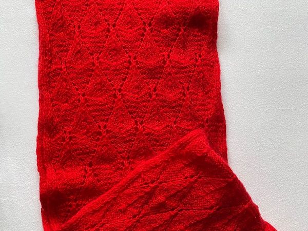 Handmade Red Knitted Wrap Around Scarf