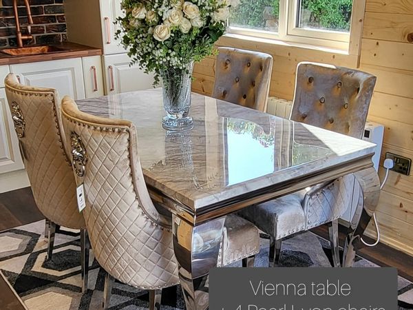 Grey marble table and deals 6 chairs