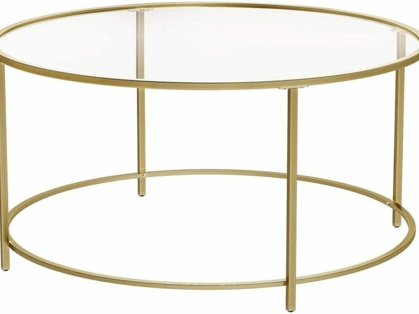 Round gold deals glass table