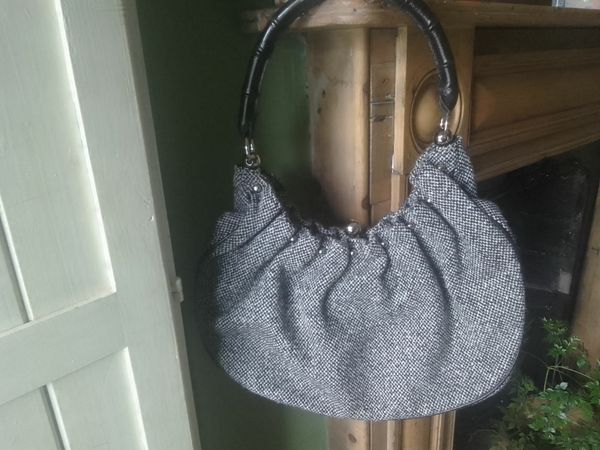 VINTAGE LULU GUINNESS TWEED WOOL LEATHER BAG for sale in Co