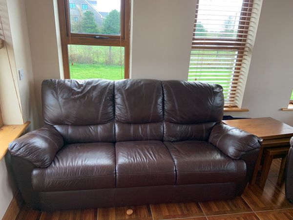 Second hand leather three store piece suites for sale