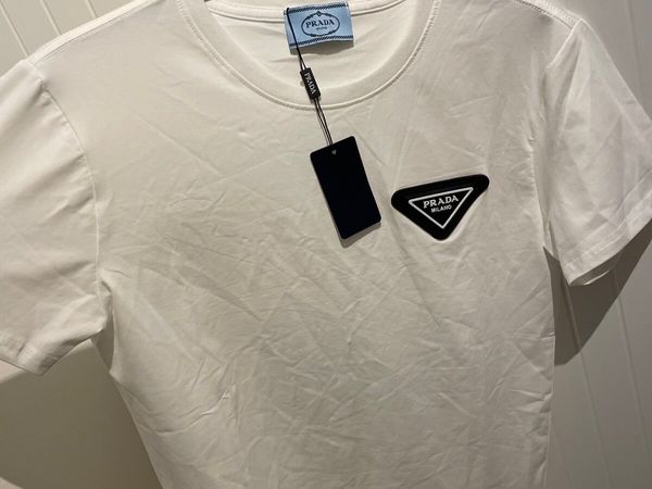 Mens white outlet prada t shirt